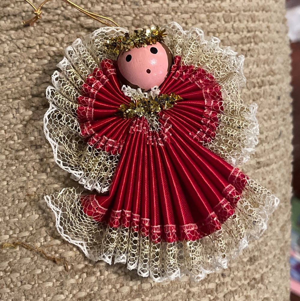 Folded Fan - Paper - Angel - Red - Angel (Fan) ornament collectible - Main Image 1