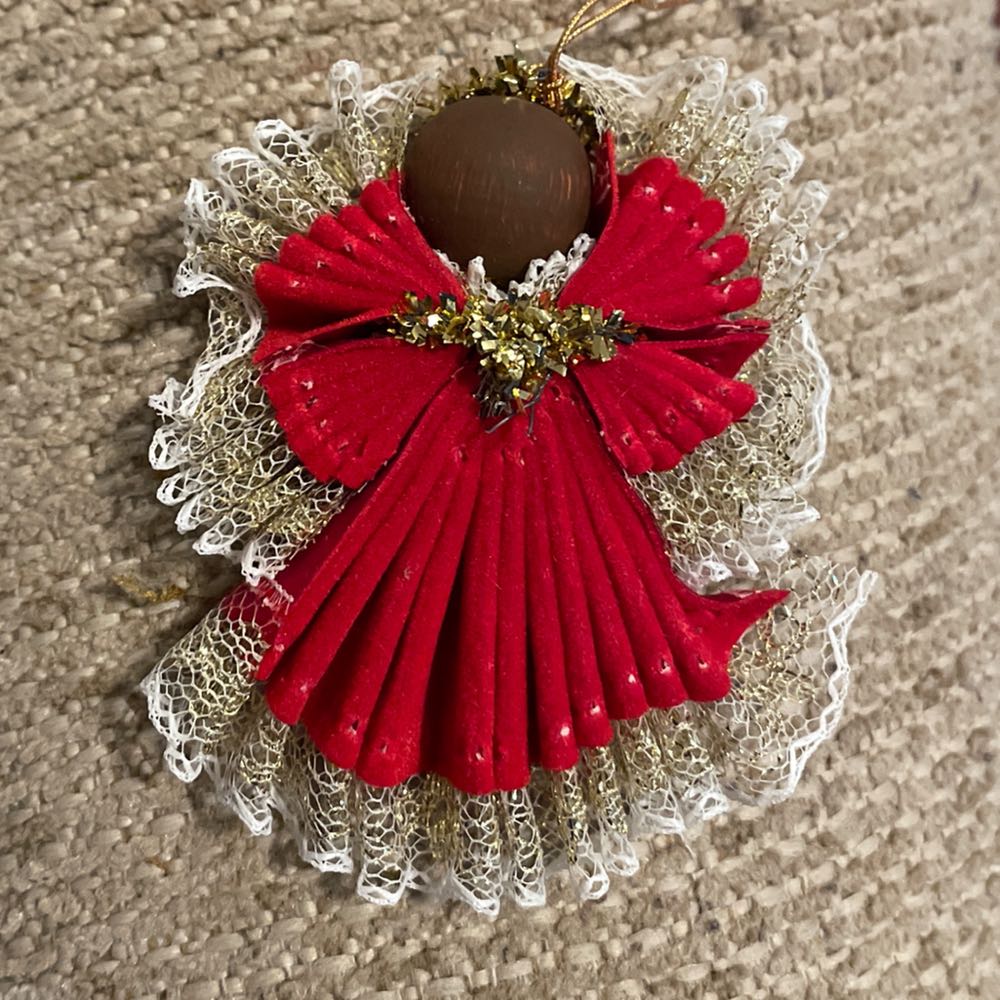 Folded Fan - Paper - Angel - Red - Angel (Fan) ornament collectible - Main Image 2
