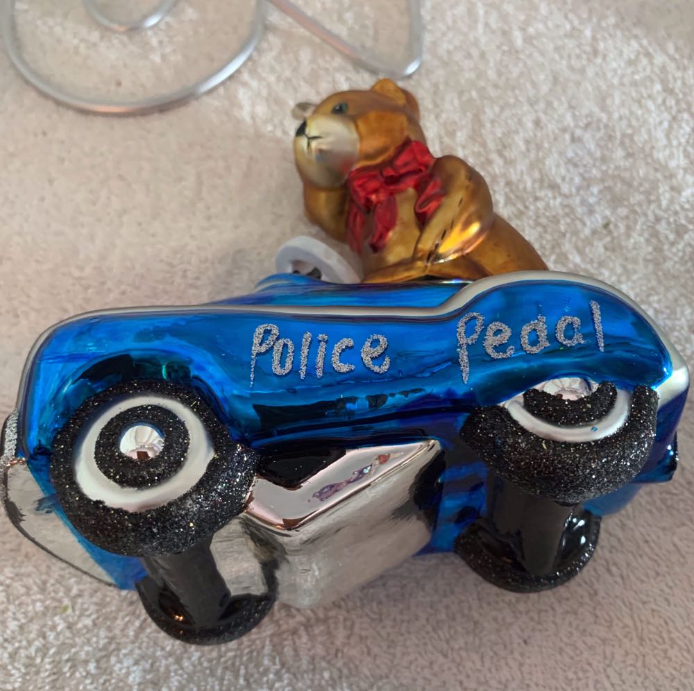 Teddy Bear In A Blue Police Pedal Car  (Teddy Bears) ornament collectible - Main Image 3