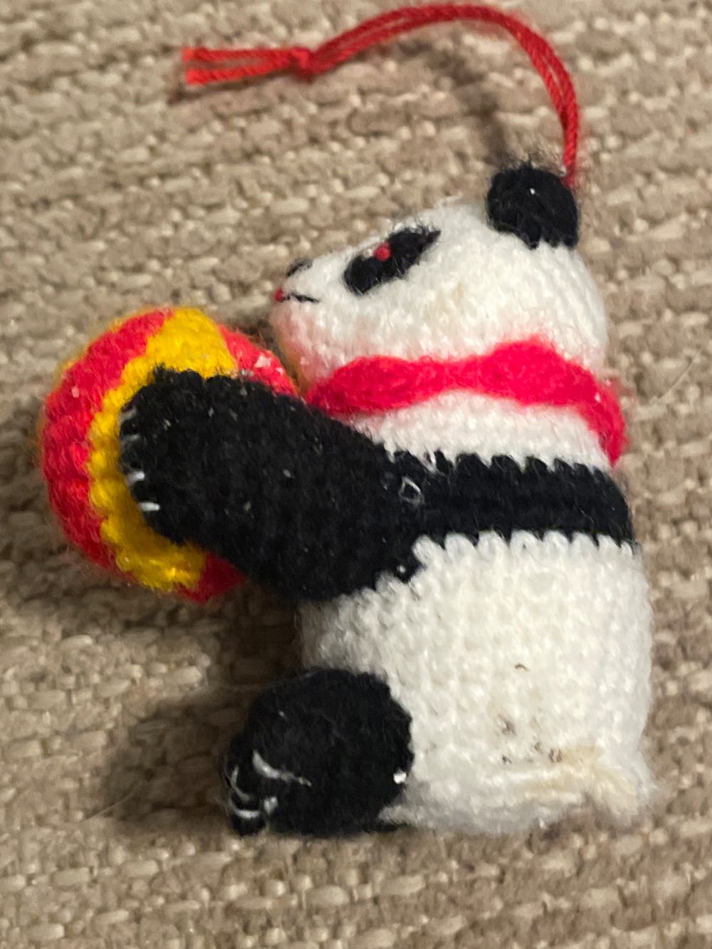 Crochet - Panda - With Red & Yellow Ball - Panda (Animals) ornament collectible - Main Image 3