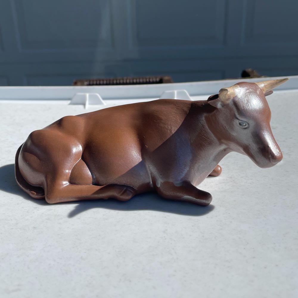Ceramic - Duncan - Nativity - Animal - Ox - Supine - #0997L - Animal (Nativity) ornament collectible - Main Image 1