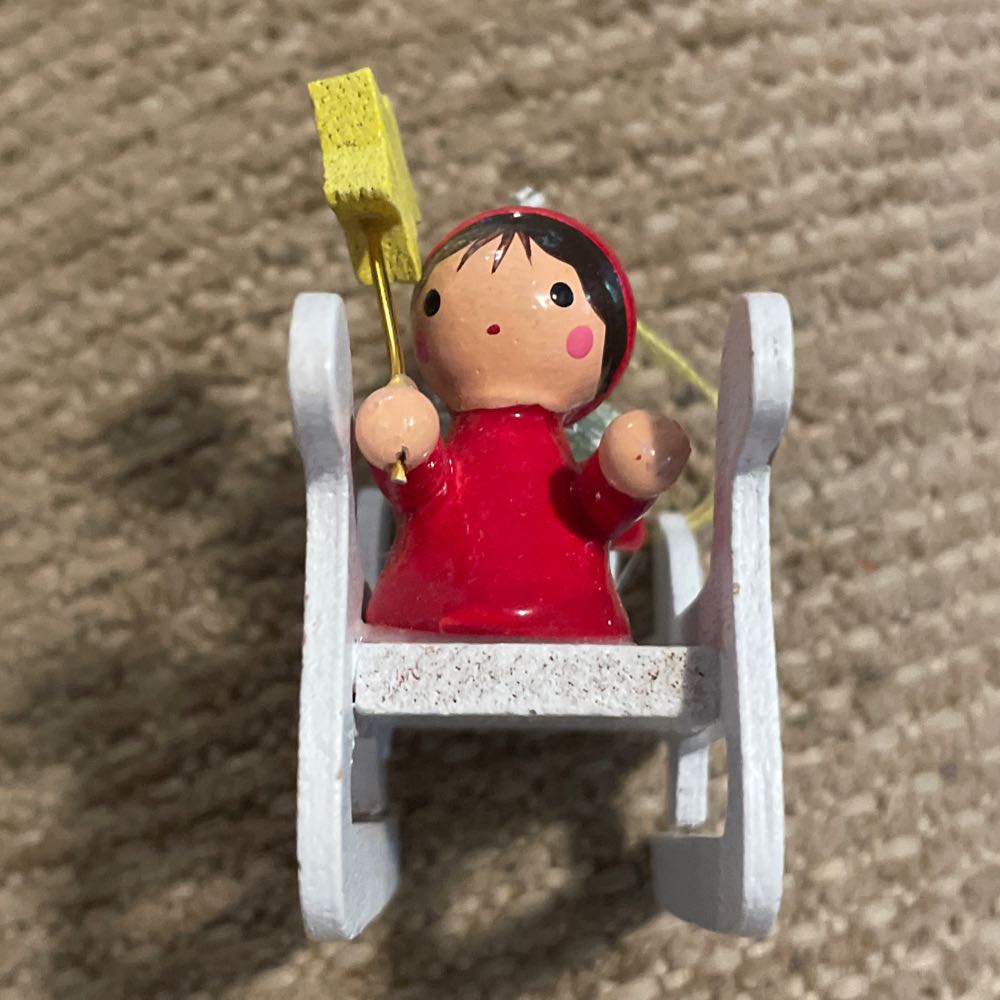 Wood - Angel - Holding Star In Sled - Angel (Wood) ornament collectible - Main Image 2