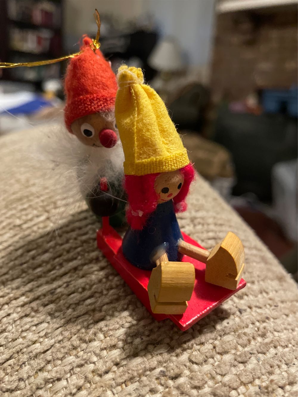 Wood - Man Pushing Child On Sled - Sled (Wood) ornament collectible - Main Image 2