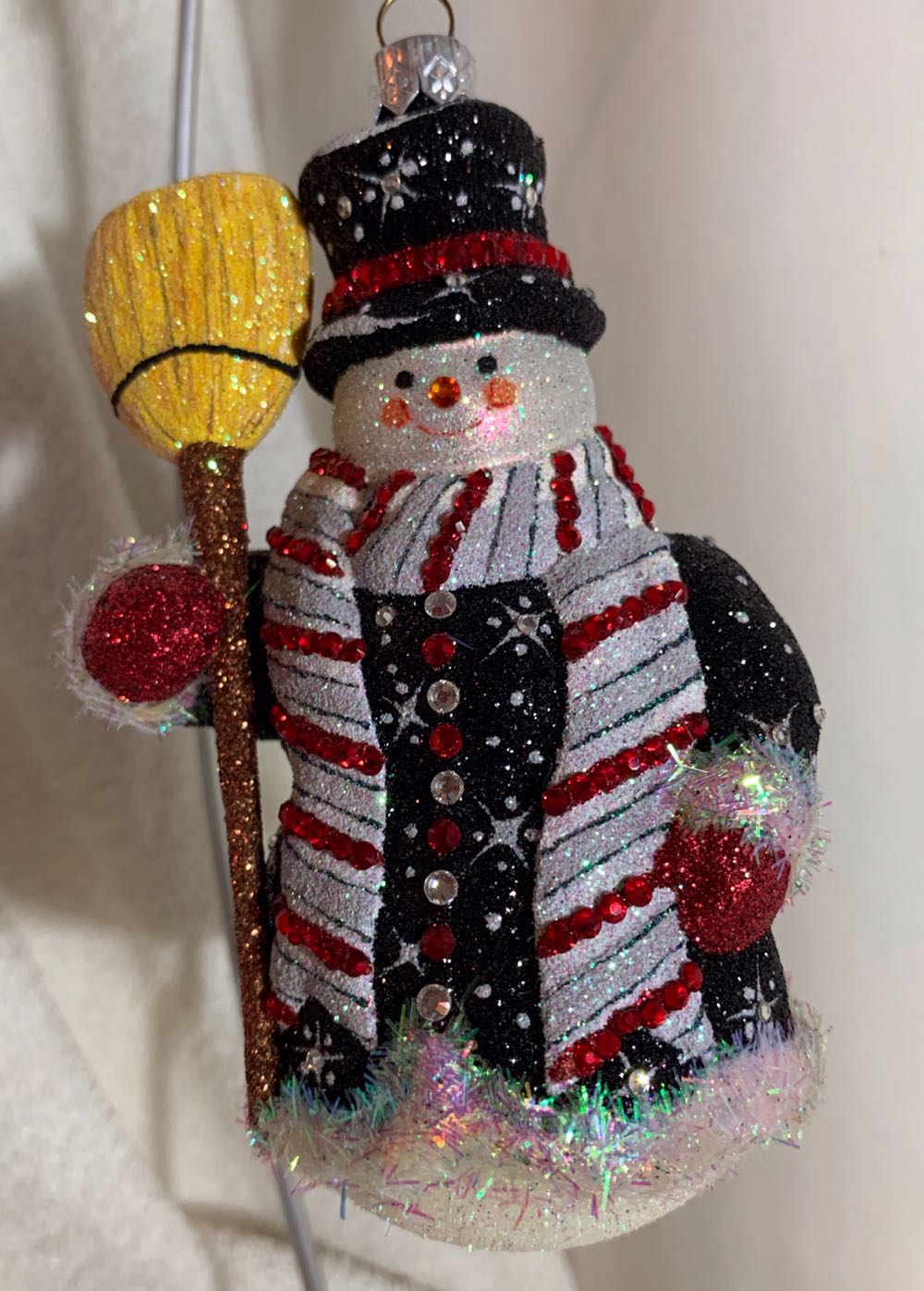 Bowman Santa, Snowflakes. Blue & Pearl