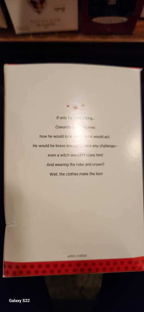 Oz - Lion: “COWARDLY LION” - The Wizard of Oz - Emerald City (Hanging Ornament) ornament collectible [Barcode 795902324575] - Main Image 2