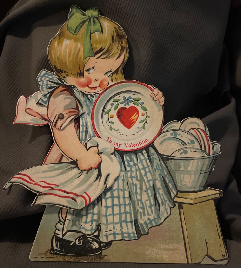 Valentine - Flat - Mechanical - Girl Drying Dish - Mechanical (Valentine) ornament collectible - Main Image 2