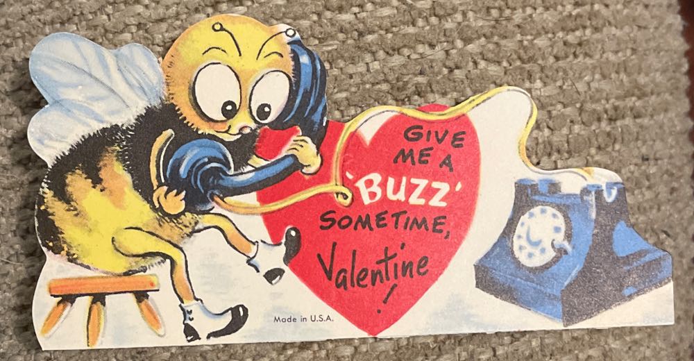 Valentine - Flat - Bee On Phone - Flat (Valentine) ornament collectible - Main Image 1