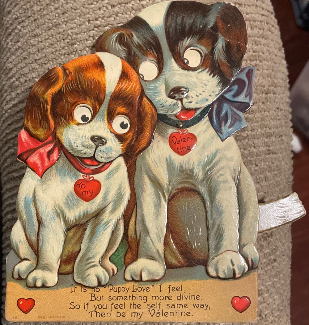 Germany - Valentine - Flat - Mechanical - Two Dogs - Eyes Move - Mechanical (Valentine) ornament collectible - Main Image 2