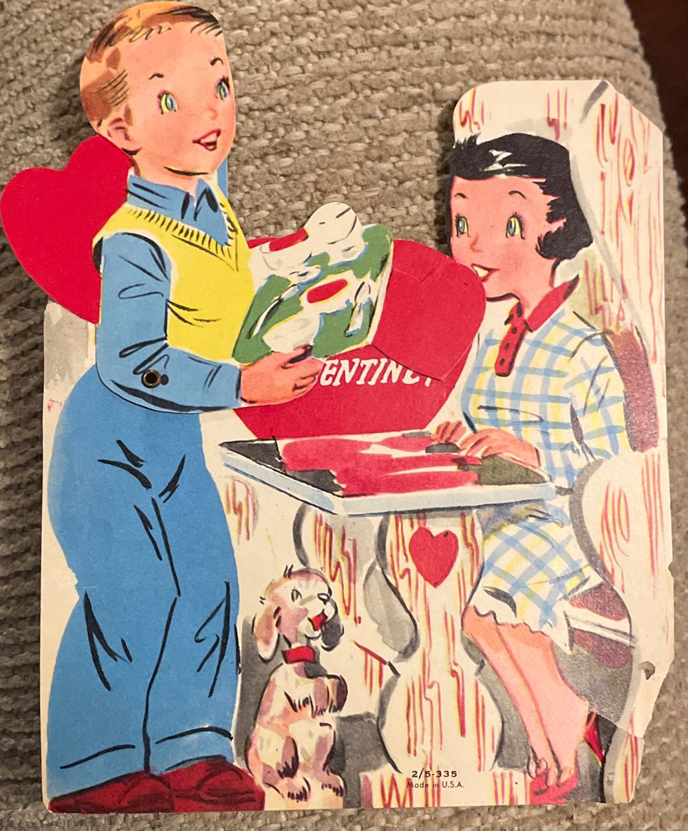 Valentine - Flat - Mechanical - Boy Serving Girl In Restaurant - 2/5 335 - Mechanical (Valentine) ornament collectible - Main Image 1