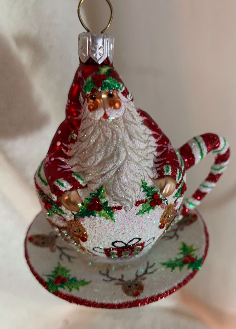 Tea For Two, Christmas Reindeer - Commissioned Design (Santa) ornament collectible - Main Image 2