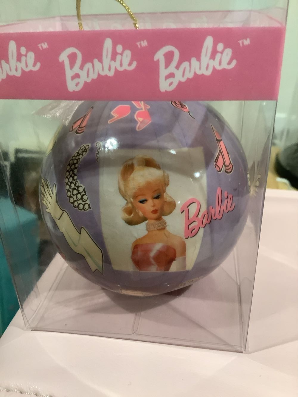 Vintage Barbie Christmas Glass Ball Vintage Barbie Vintage Christmas Purple  ornament collectible [Barcode 097013642914] - Main Image 2
