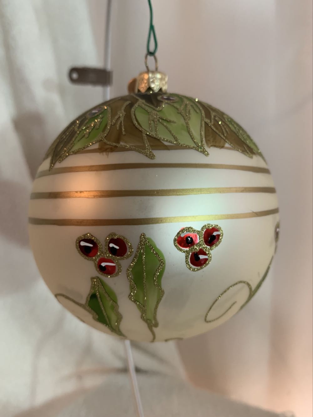 Holly In Green & Gold  (Christmas Tree Ornament) ornament collectible - Main Image 1