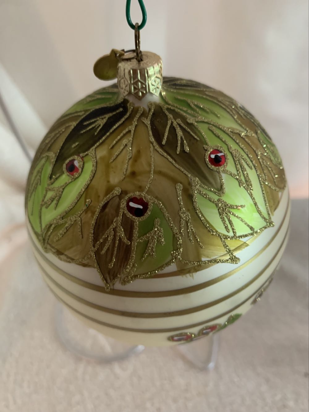 Holly In Green & Gold  (Christmas Tree Ornament) ornament collectible - Main Image 2