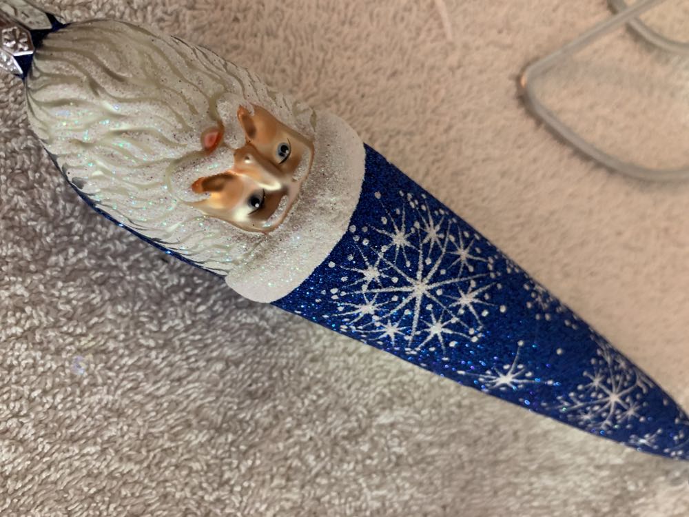 Bowman Santa, Snowflakes. Blue & Pearl - Commissioned Design (Santa) ornament collectible - Main Image 3