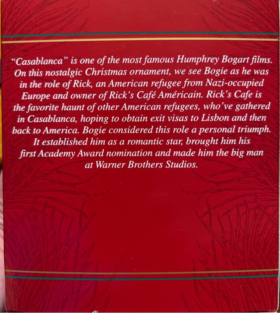 Play It Again Sam - Casablanca (Movies) ornament collectible [Barcode 018100514983] - Main Image 2