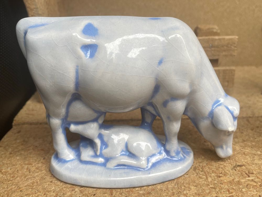 Ceramic - Byron - Animals - Cow - With Nursing Calf - Animals (Nativity) ornament collectible - Main Image 2