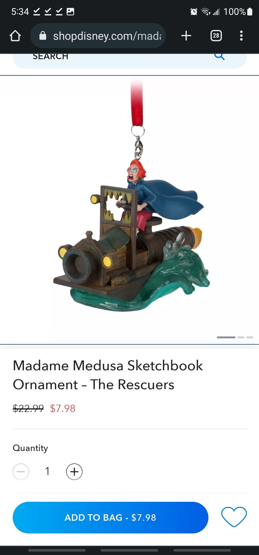 The Rescuers - Madame Medusa - Disney The Rescuers (Disney Sketchbook) ornament collectible [Barcode 465062636862] - Main Image 2