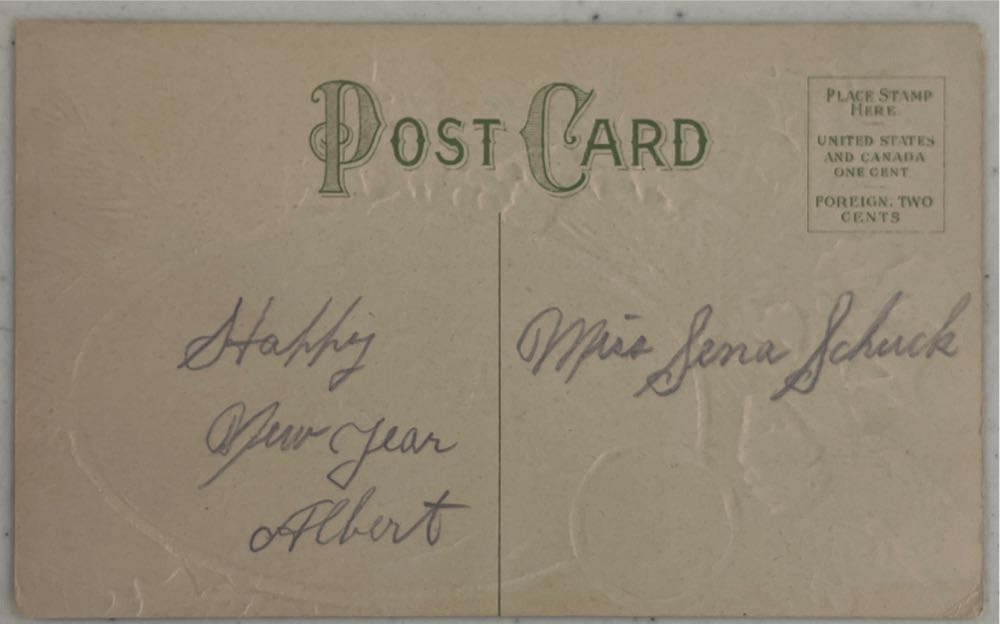 Arthur Horowitz - Postcard - A Happy New Year - Children Walking In Snow To House - Holly And Pine - New Year (Postcard) ornament collectible - Main Image 2