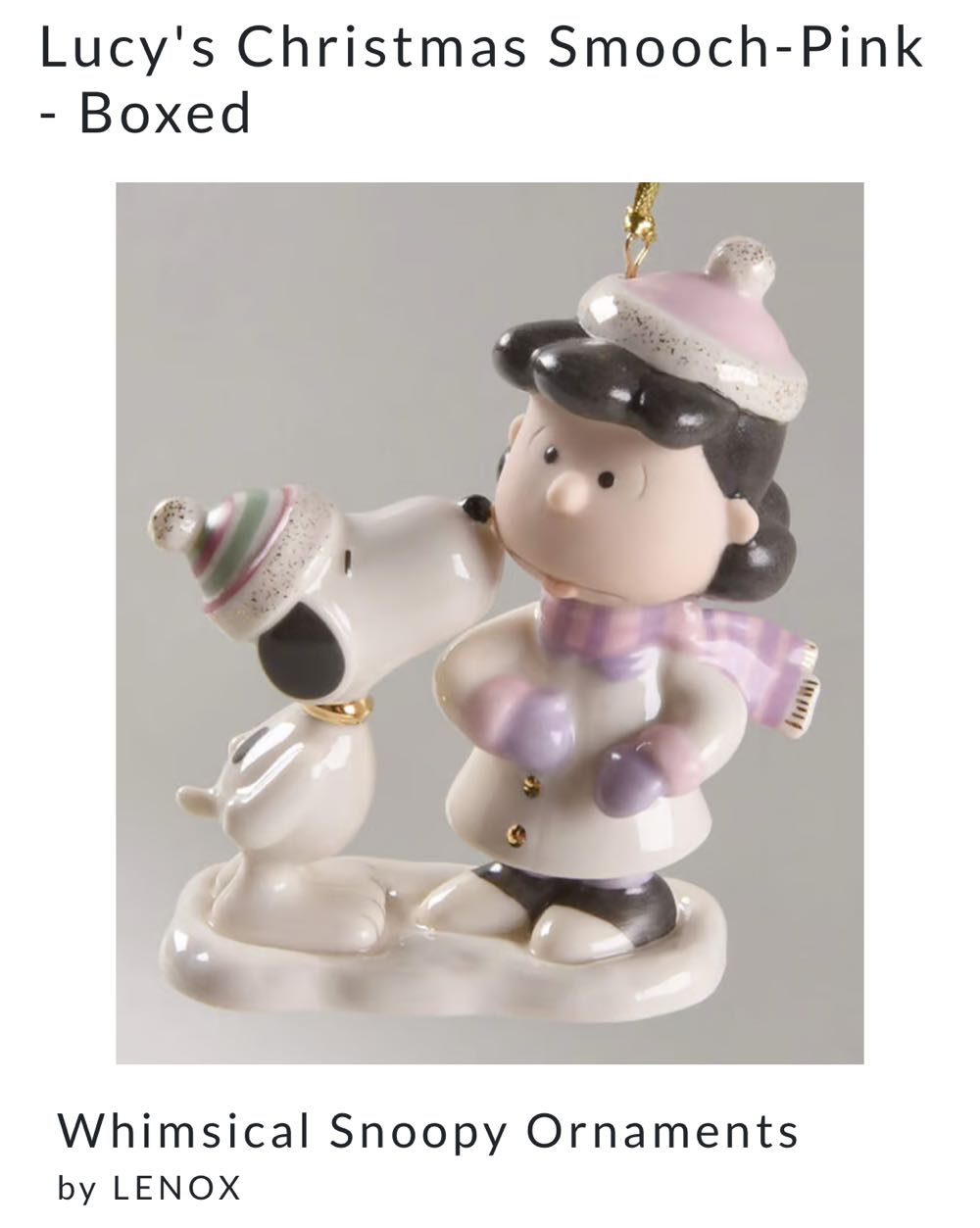 Lucy’s Christmas Smooch Pink - Snoopy (Peanuts) ornament collectible - Main Image 2