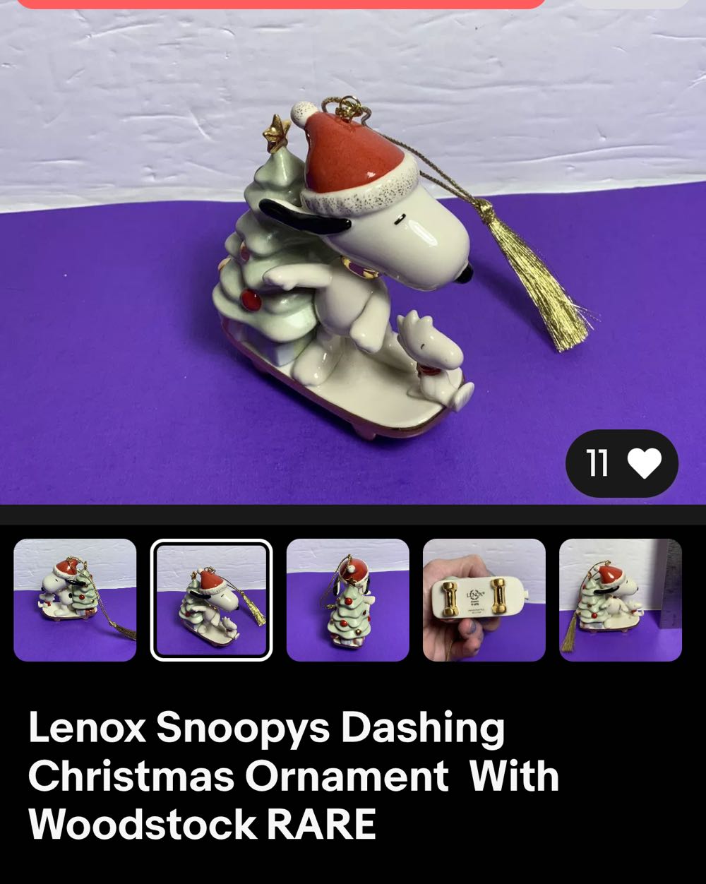 Snoopy’s Dashing Christmas - Snoopy (Peanuts) ornament collectible - Main Image 2