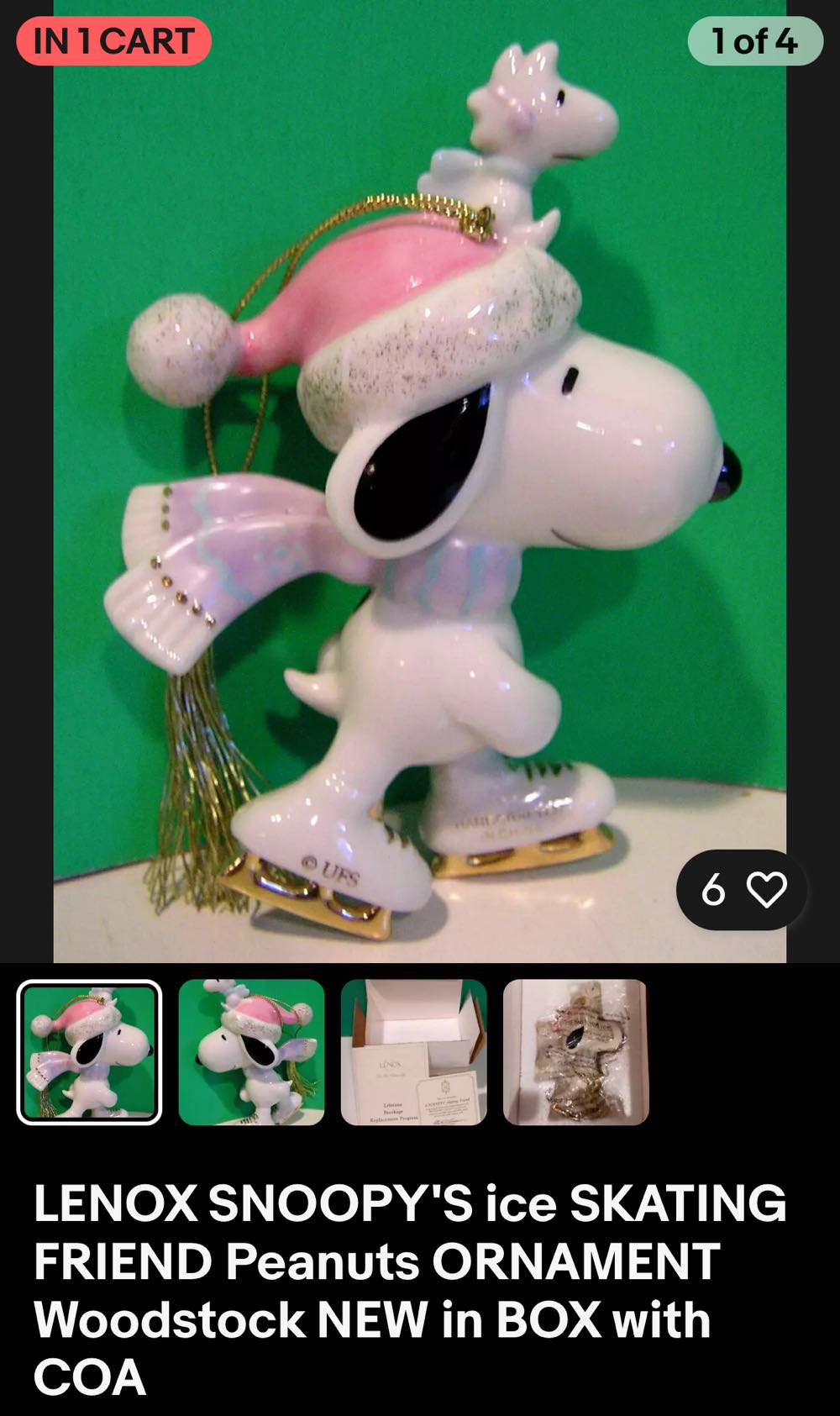 Snoopy’s Skating Friend Pink - Snoopy (Peanuts) ornament collectible - Main Image 2