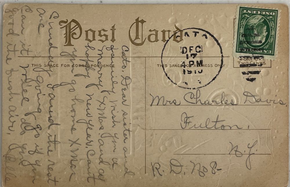 Postcard - Christmas - Country Scene - Holly - Christmas (Postcard) ornament collectible - Main Image 2