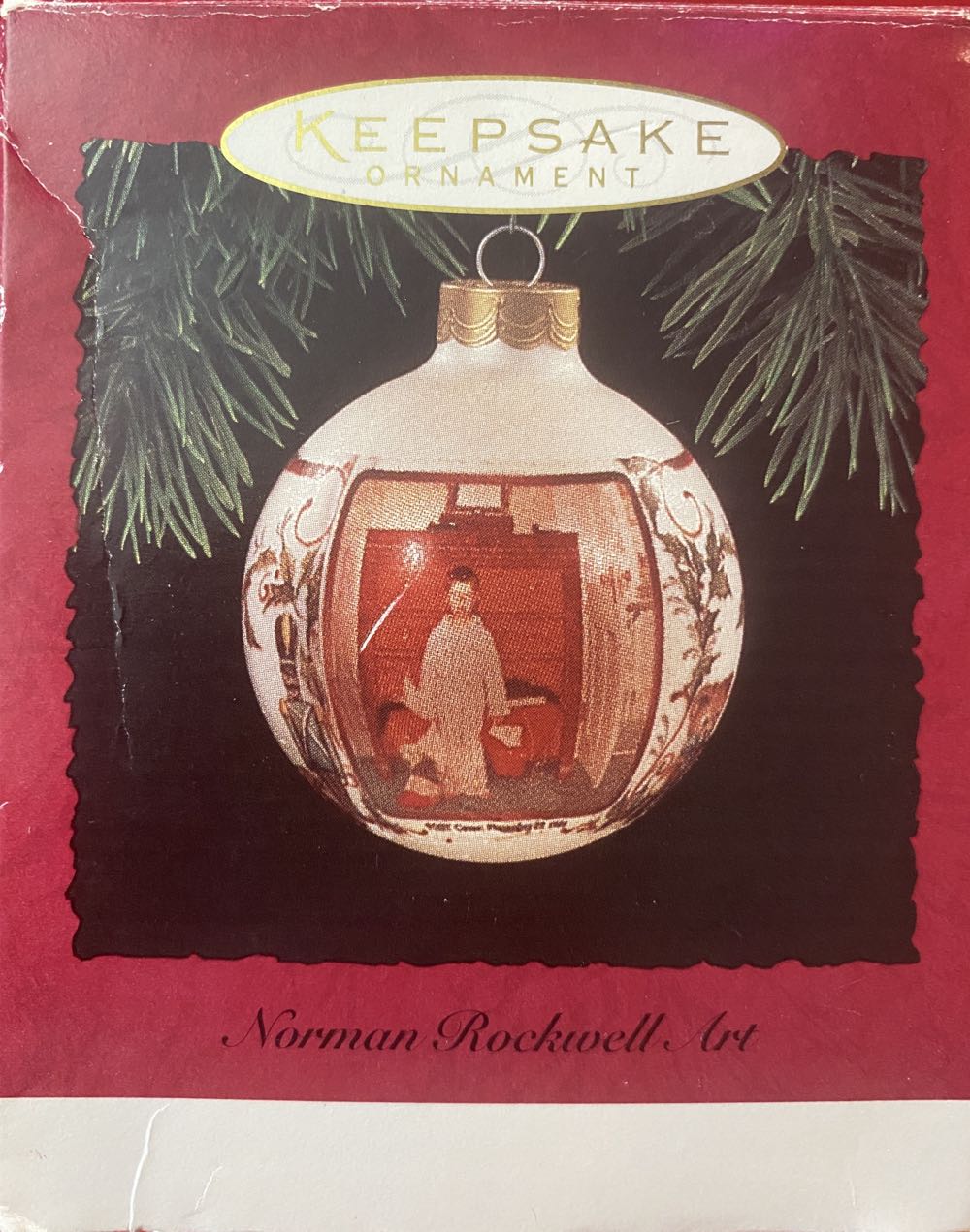 Hallmark Qx2413 Norman Rockwell Art Glass Ball Santa Keepsake Ornament - Keepsake Glass Ball (Norman Rockwell) ornament collectible [Barcode 015012171730] - Main Image 2