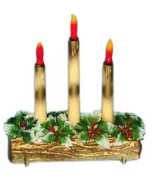 Union Products - Christmas - Three Candles On Log - Cat. # 2785 - Candles (Christmas Electric Lights) ornament collectible - Main Image 1