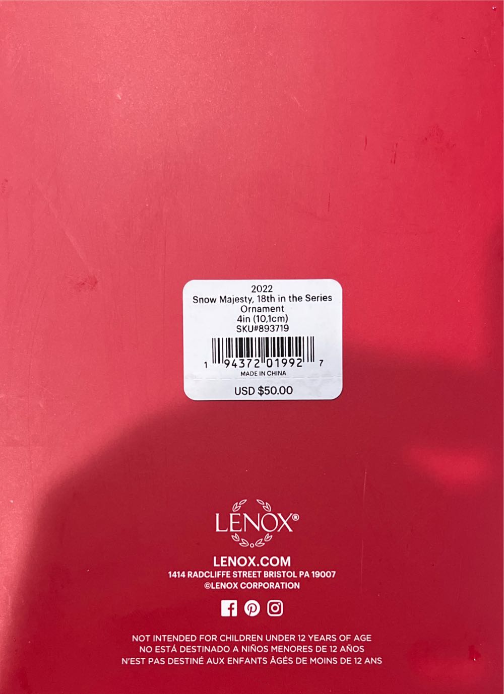 Lenox 2022 Snow Majesty Snowflake - Snow Majesty ornament collectible [Barcode 194372019927] - Main Image 3