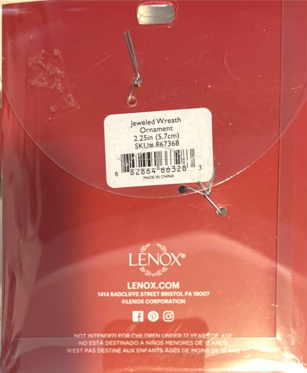 Lenox 867368 Jeweled Wreath Ornament - Wreath (Wreath) ornament collectible [Barcode 882864663283] - Main Image 2