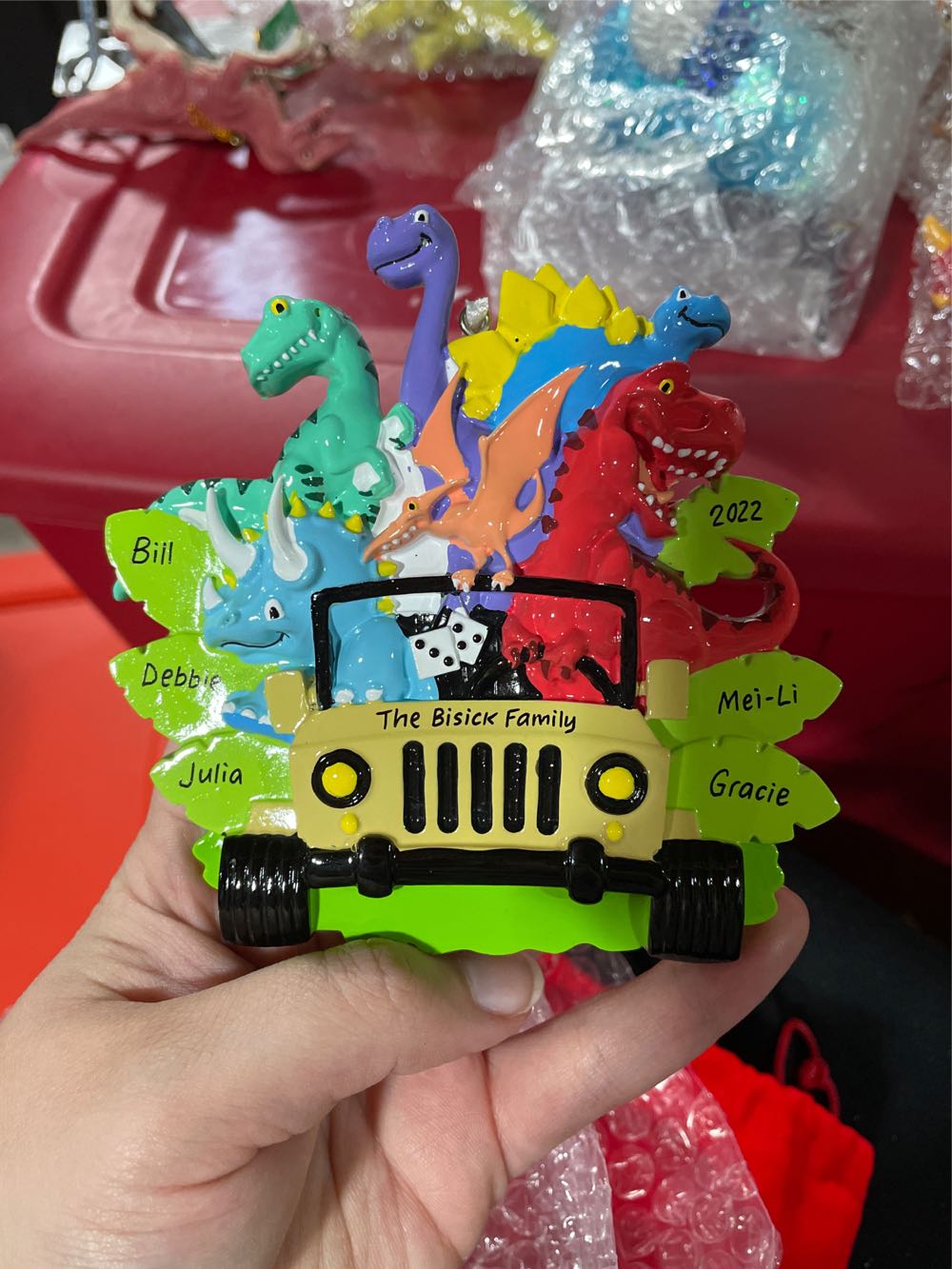 DINOS - Personalized Dino Family Family Of 6 Christmas Ornament  ornament collectible [Barcode 659839722746] - Main Image 1