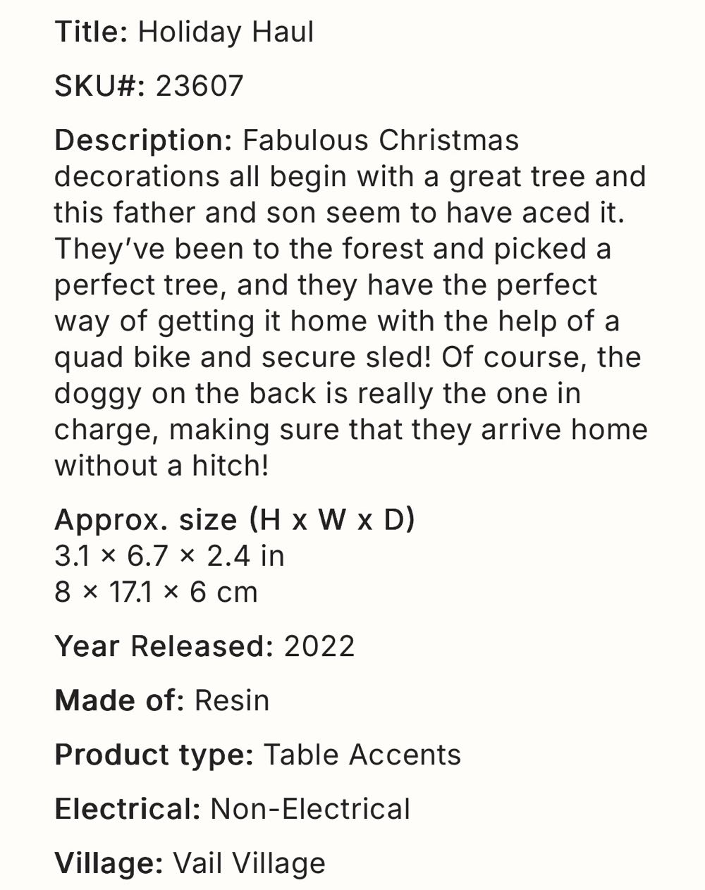 Holiday Haul #23607 - Vail Village (Vail Village) ornament collectible [Barcode 728162236074] - Main Image 2