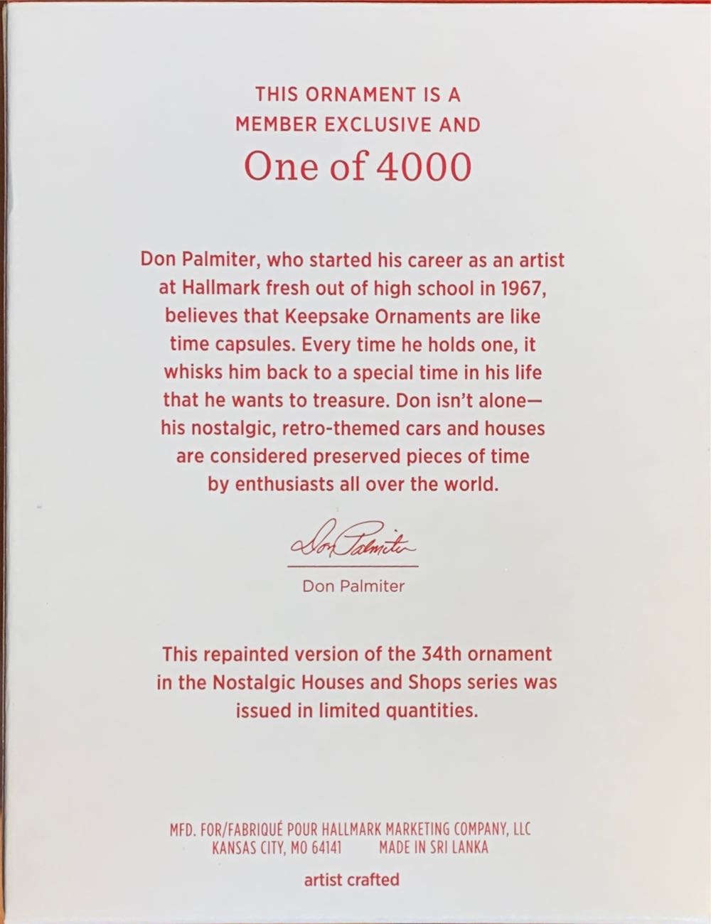 Palmiter Hardware & Supply- Special Edition - Nostalgic Houses & Shops Series (Special Edition) ornament collectible [Barcode 763795786848] - Main Image 2