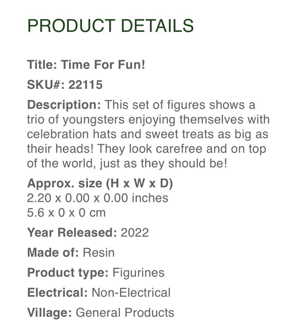 Time For Fun! Set Of 3 #22115 - Figurines (Figurines) ornament collectible [Barcode 728162221155] - Main Image 2