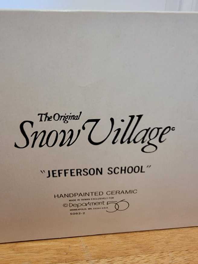 Dept. 56 - Jefferson School Original Snow Village #5082-2 1987   - Original Snow Village - Building (Light Up Village) ornament collectible - Main Image 3