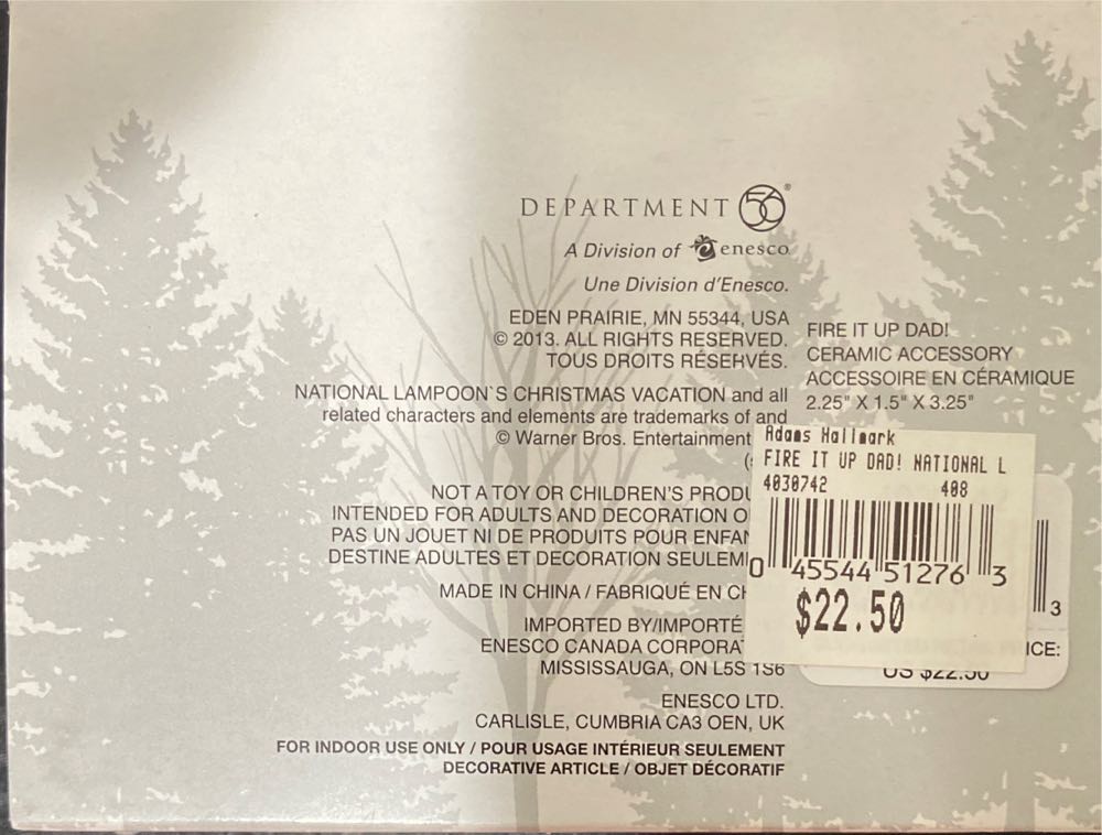 Fire It Up Dad Accessory Figurine Standard Green - National Lampoon’s Christmas Vacation (The Snow Village) ornament collectible [Barcode 045544512763] - Main Image 3