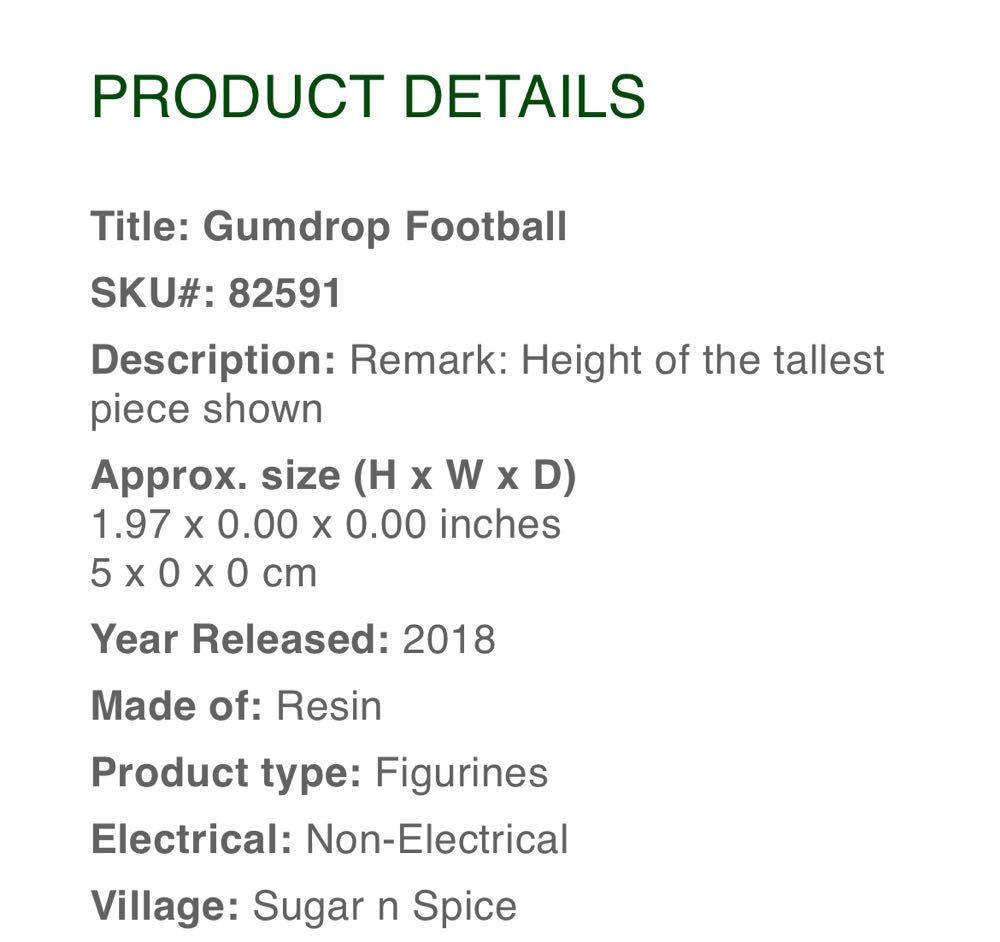 Gumdrop Football Set Of 2 #82591 x2 - Sugar ‘N’ Spice (Figurines) ornament collectible [Barcode 728162825919] - Main Image 2