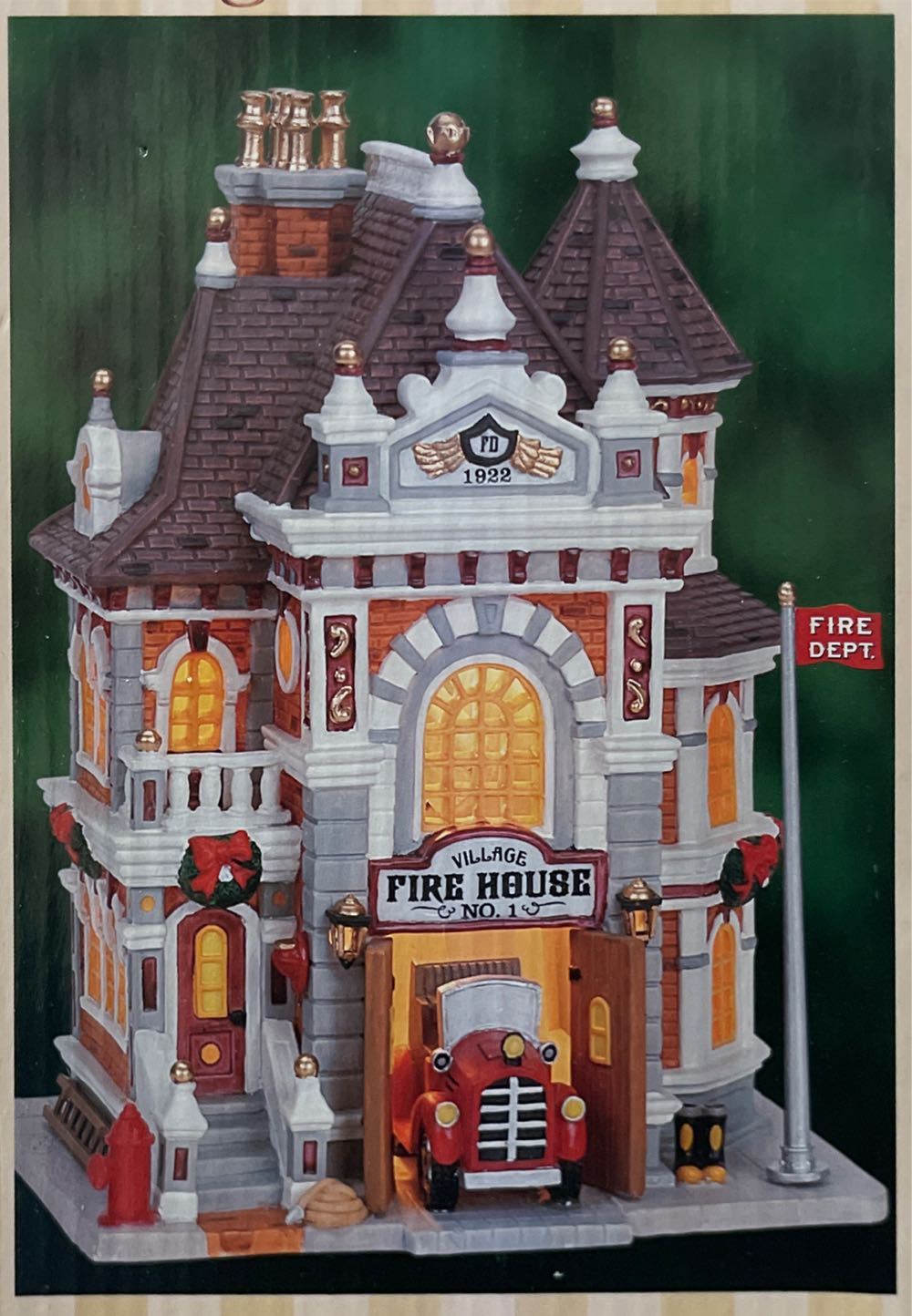 #65379 Village Firehouse No 1  (Lighted Building) ornament collectible [Barcode 728162653796] - Main Image 1