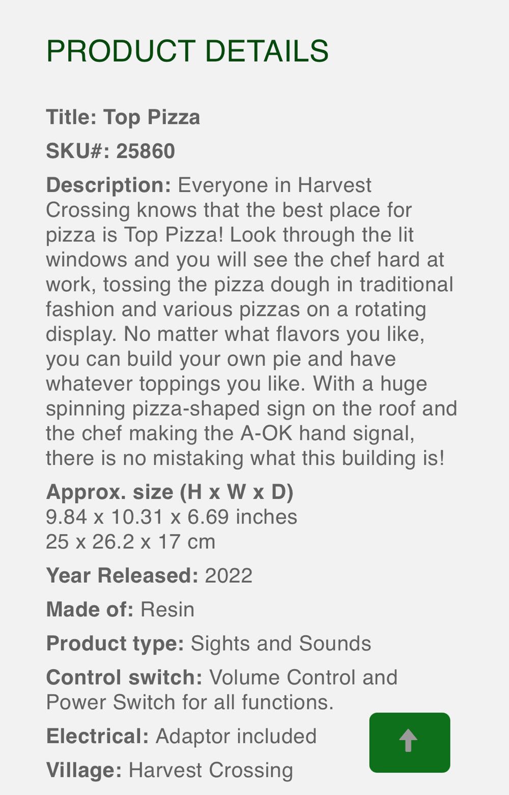 Top Pizza - 25860  (Harvest Crossing) ornament collectible [Barcode 728162258601] - Main Image 2