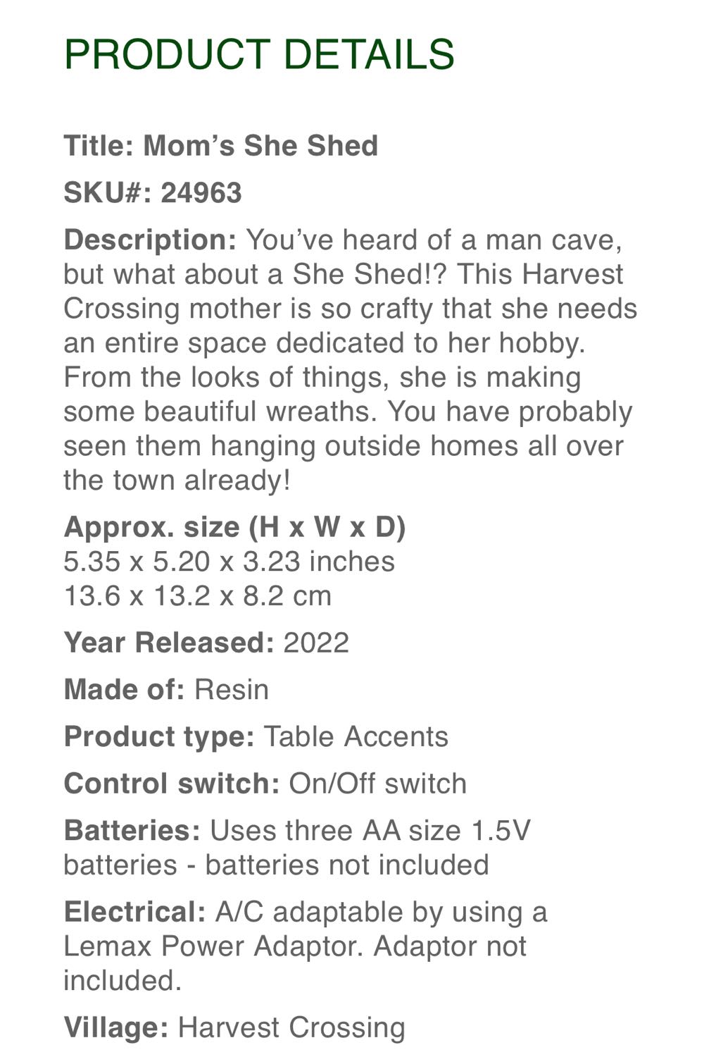 Mom’s She Shed #24963 - Caddington (Table Accents) ornament collectible [Barcode 728162249630] - Main Image 3