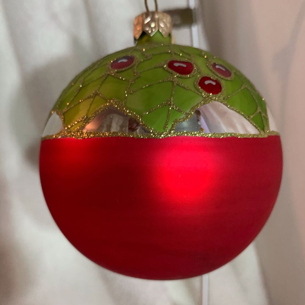 Holly on Red & Silver, Small  (Christmas Tree Ornament) ornament collectible - Main Image 1