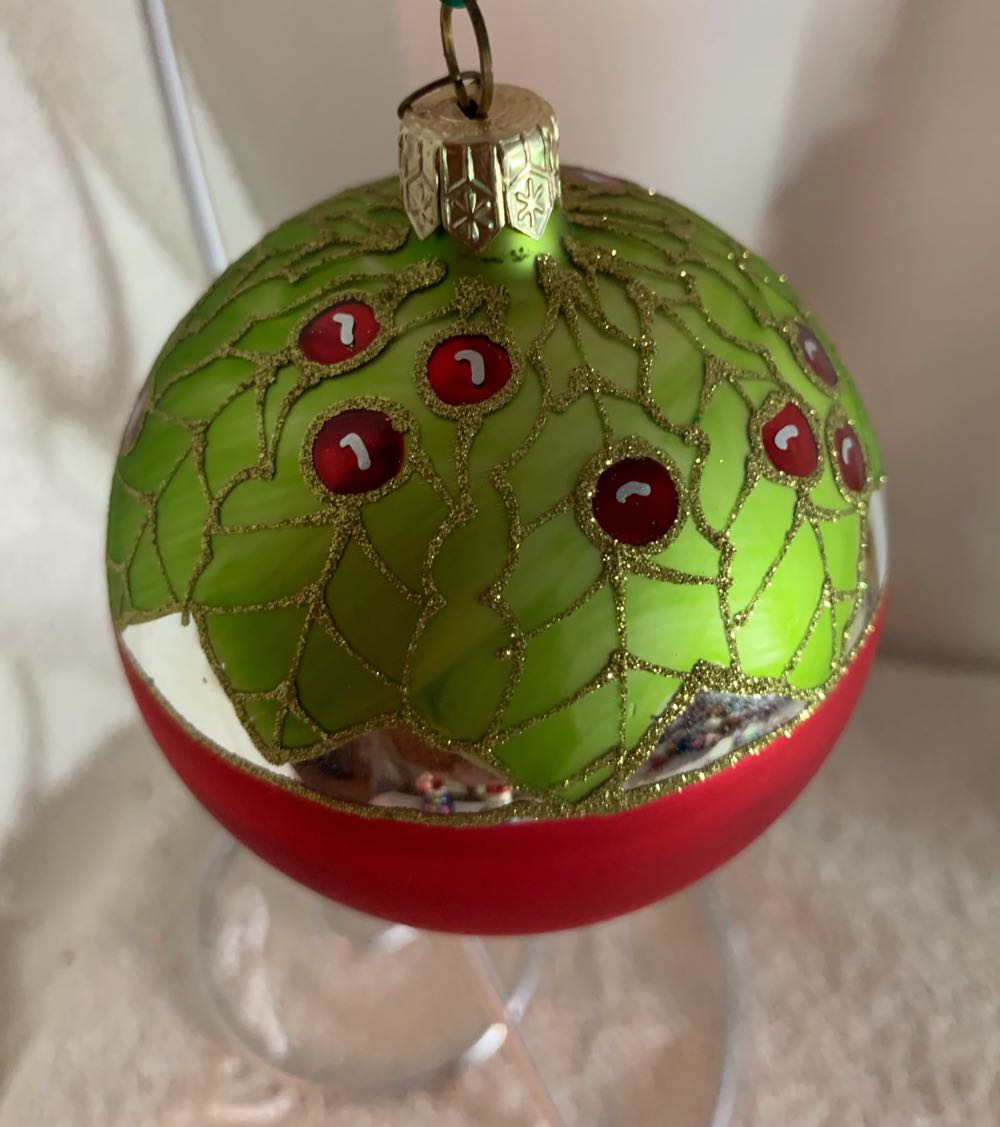 Holly on Red & Silver, Small  (Christmas Tree Ornament) ornament collectible - Main Image 2