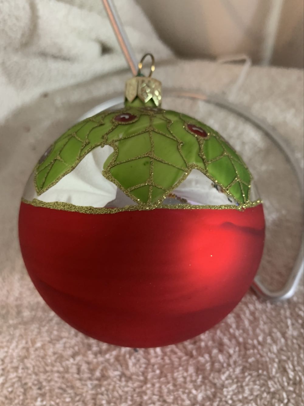 Holly on Red & Silver, Small  (Christmas Tree Ornament) ornament collectible - Main Image 4