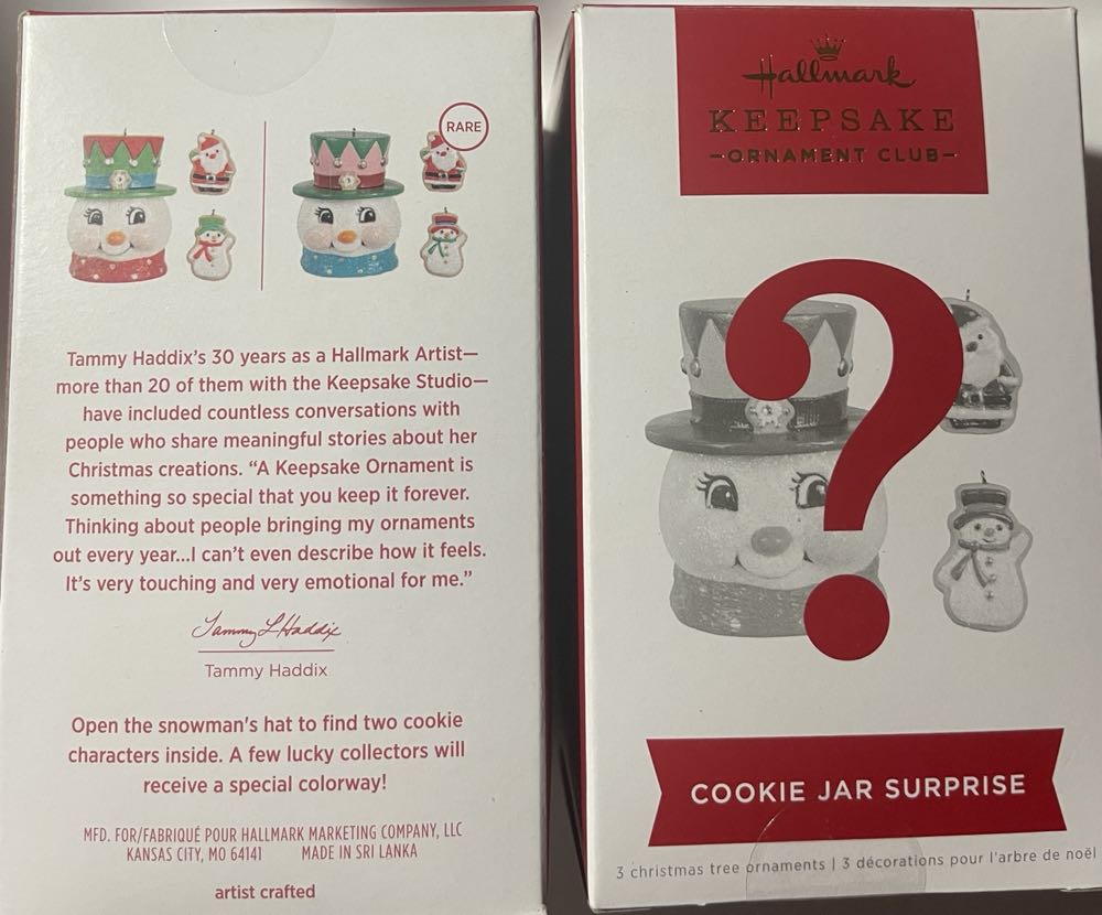 Cookie Jar Surprise - Season’s Treatings (Santa & Snowman) ornament collectible [Barcode 763795767540] - Main Image 2