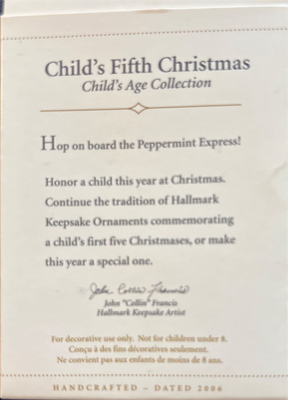 Child’s Fifth 5th Christmas Bear Hallmark Ornament Qxg2906  ornament collectible [Barcode 015012910162] - Main Image 2