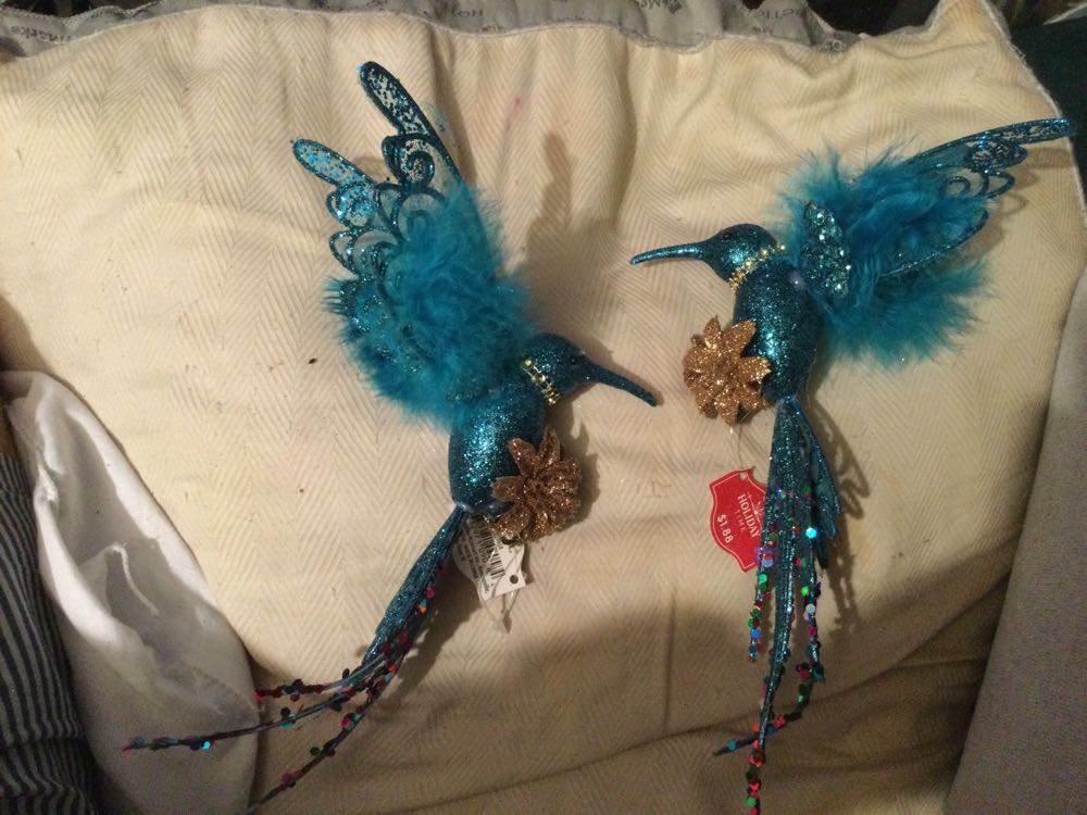 Hummingbird Teal with Gold Flower - Holiday Time ornament collectible - Main Image 2