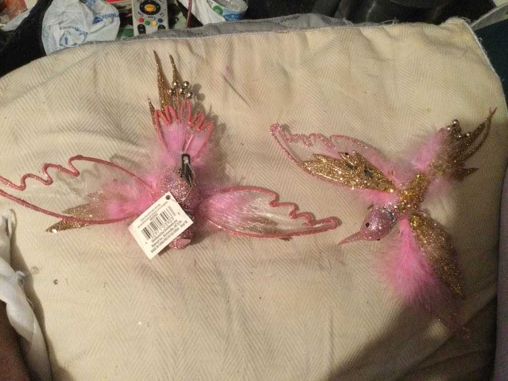 Hummingbird Pink with Gold - Holiday Time ornament collectible - Main Image 2