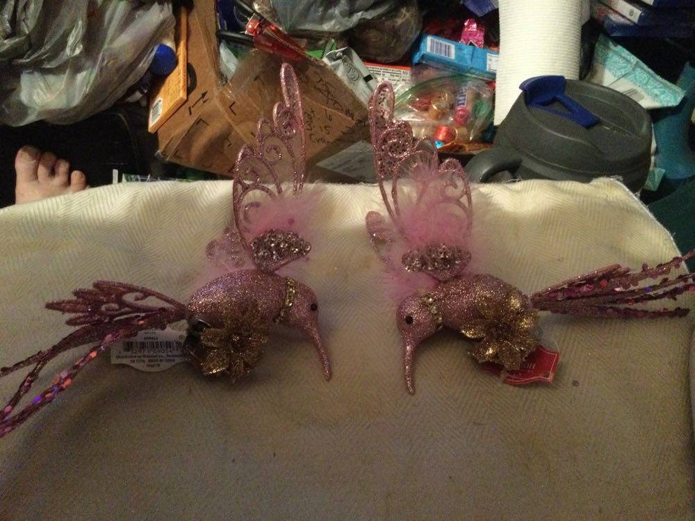Hummingbird Pink with Gold Flower - Holiday Time ornament collectible - Main Image 1
