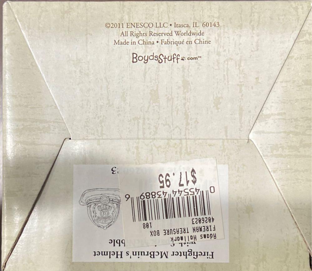 Boyds By Enesco Treasure Box Collection Firefighter Mcbruin’s Helmet With Spark  ornament collectible [Barcode 045544438896] - Main Image 3