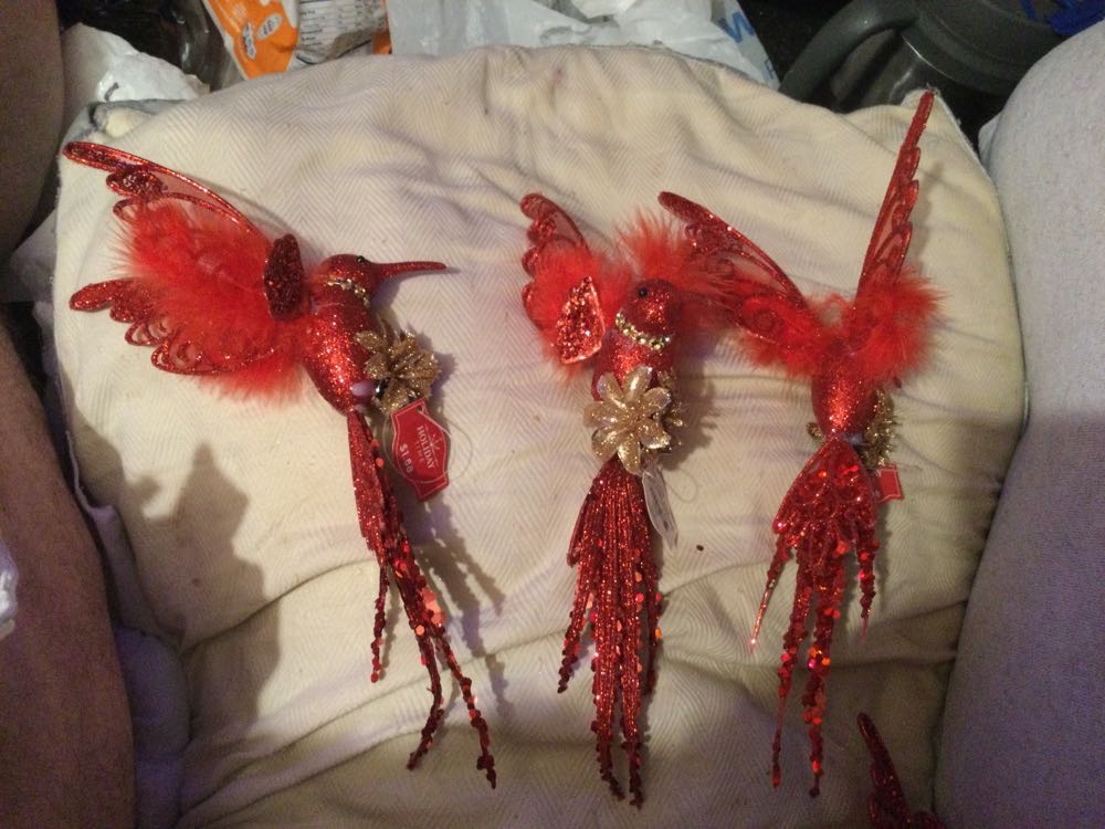 Hummingbird Red with Gold Flower - Holiday Time ornament collectible - Main Image 2